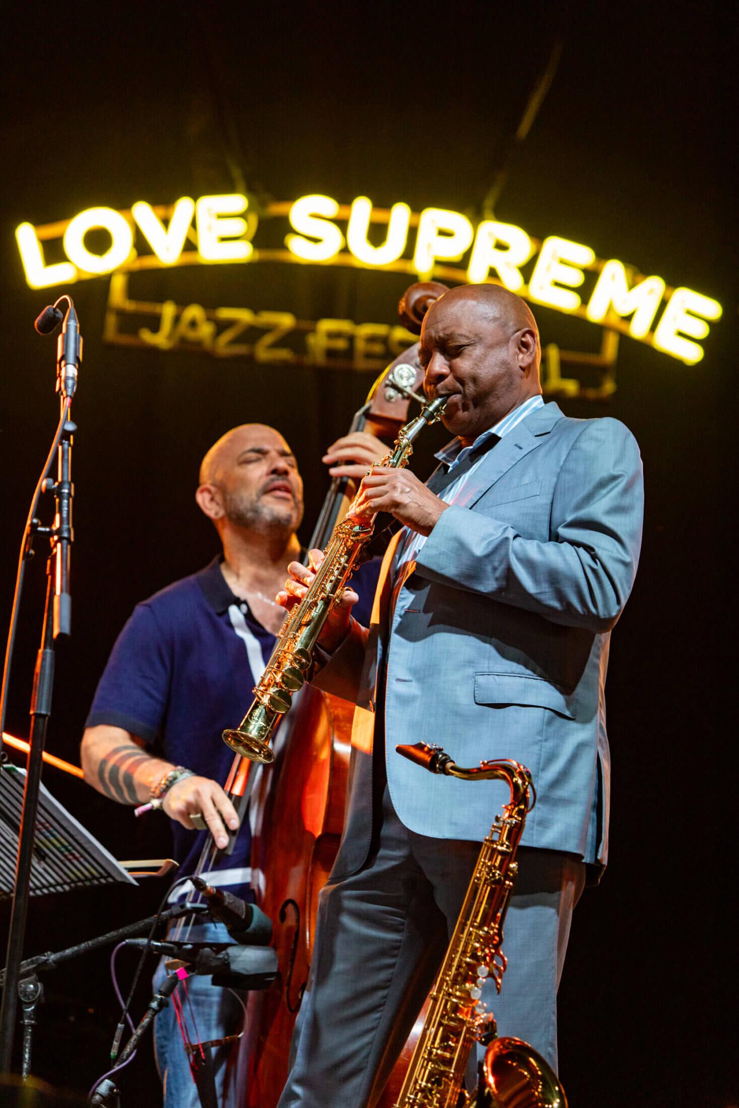 Branford Marsalis playing soprano sax at Love Supereme 2025 - photo by Ellen Richardson
