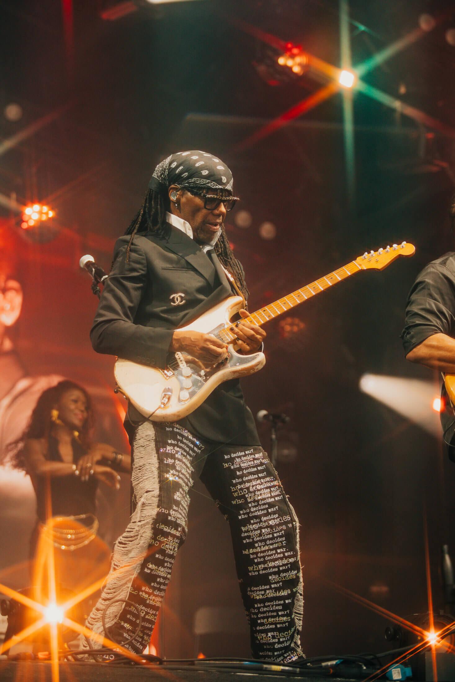 Nile Rogers playing guitar at Love Supreme 2025 - photo by Chloe Hashemi